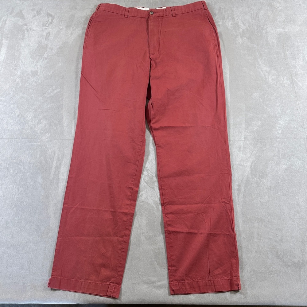 Brooks Brothers Chino Pants Mens 38x34 Red Cotton Flat Front Straight Leg Preppy